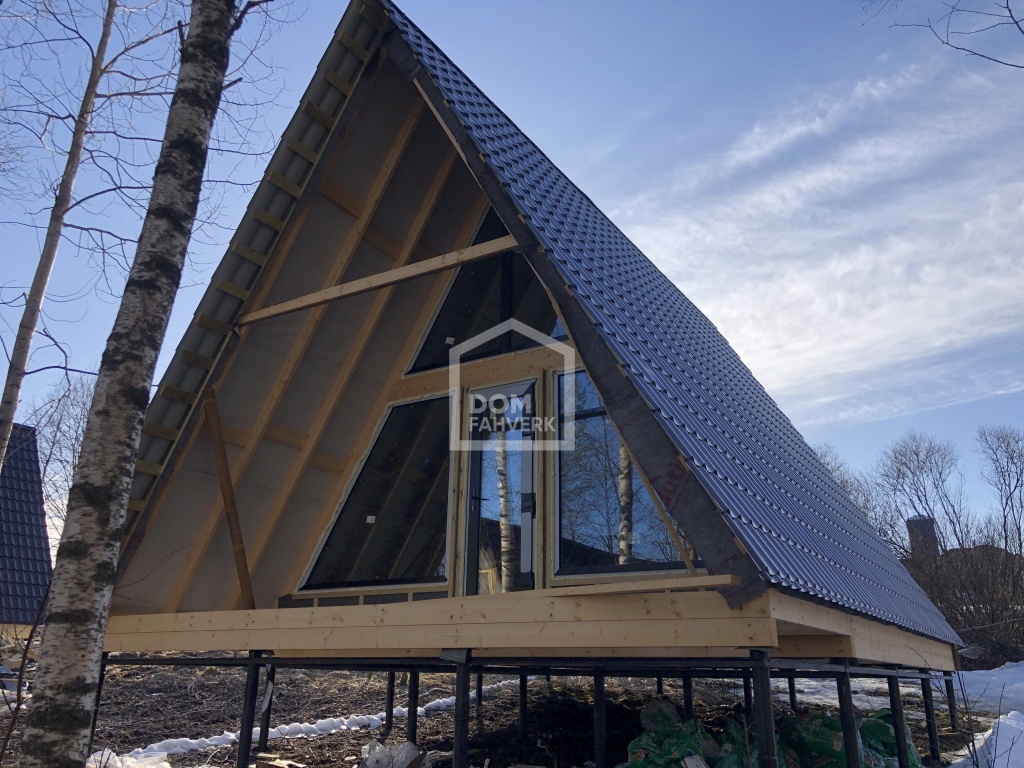 Панорамное остекление загородного дома фахверк, барнхаус, А-фрейм — Фахверк  СПБ под ключ